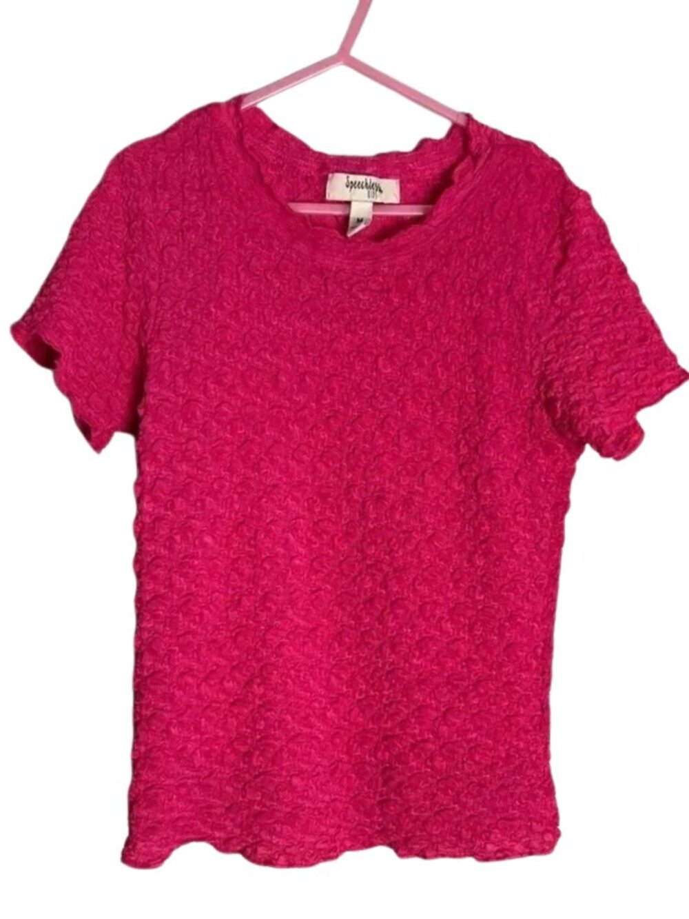 Speechless Kids Girls Short Sleeve Popcorn Style Top Magenta Size M